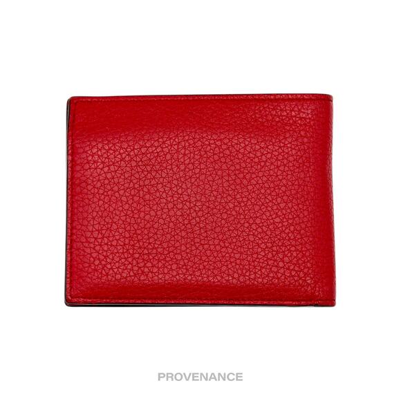 🔴 Fendi  FF Logo Bifold Wallet - Pebbled Red Leather - Picture 3 of 11